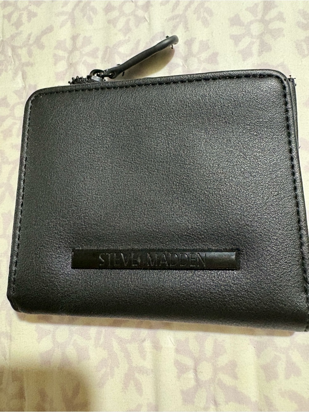 Steve Madden Black Zip-Around Leather Wallet